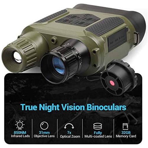 [아마존베스트]QUNSE Night Vision Device, 7x Night Vision Binoculars from 400 m in Dark, 640 x 480p HD Photo Camera Video Recorder, 31 mm Lens Digital Night Vision Device with 4 Inch Large Screen