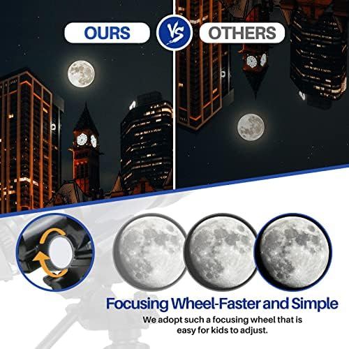  [아마존베스트]QUNSE Childrens Telescope 70 mm Telescope Astronomical for Children and Beginners, 15 x 150 x Refractor Telescope with Aluminium Tripod Moon Filter and Adapter Pro for Mobile Phone