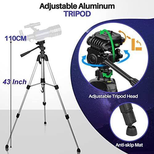  [아마존베스트]QUNSE Childrens Telescope 70 mm Telescope Astronomical for Children and Beginners, 15 x 150 x Refractor Telescope with Aluminium Tripod Moon Filter and Adapter Pro for Mobile Phone