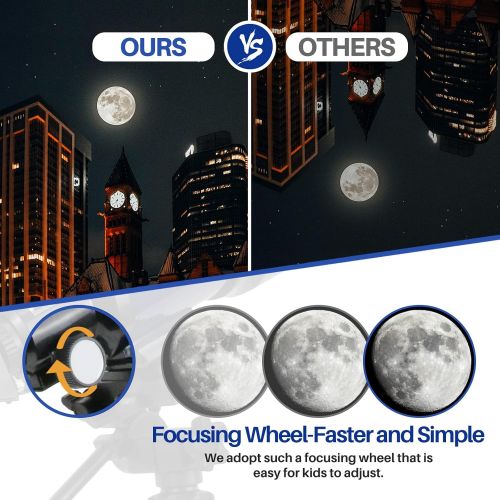  [아마존베스트]QUNSE Childrens Telescope 70 mm Telescope Astronomical for Children and Beginners, 15 x 150 x Refractor Telescope with Aluminium Tripod Moon Filter and Adapter Pro for Mobile Phone