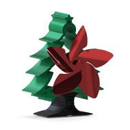 QUQUTWO 5 Blades Heat Powered Fireplace Stove Fan Christmas Tree Wood Log Burner Silent Red + Green + Black