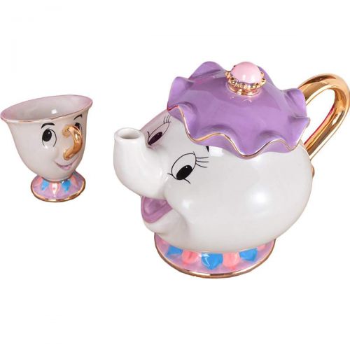  QVBokay New Cartoon Beauty and The Beast Teapot Mug Mrs Potts Chip Tea Pot Cup One Set Lovely Cute Gift for Girl Home Decorationl