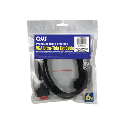  QVS CC320M1-35 35 ft. High-Performance Ultra Thin VGA-QXGA HD15 Male to Female Tri-Shield Cable