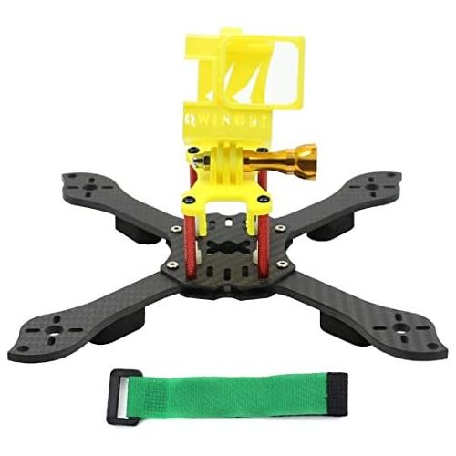  QWinOut Three1 210mm FPV Racing Drone Quadcopter Frame Kit with TPU Camera Mount Angle Adjustable for GOPRO 5/6/7 Action Camera (Yellow)