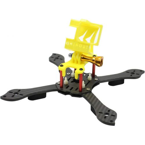  QWinOut Three1 210mm FPV Racing Drone Quadcopter Frame Kit with TPU Camera Mount Angle Adjustable for GOPRO 5/6/7 Action Camera (Yellow)