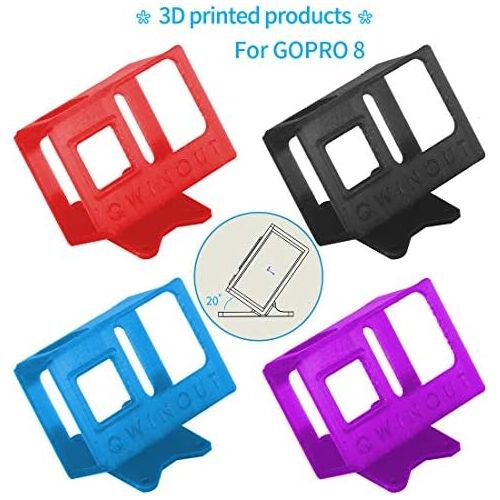  QWinOut 3D Print TPU Camera Mount 20 Degree 3D Printed Camera Holder 3D Printing Protective Cover for Gopro Hero 8 OWL260 Frame DIY RC Drone FPV Racer (Blue)