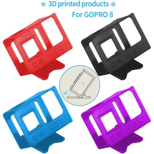  QWinOut 3D Print TPU Camera Mount 20 Degree 3D Printed Camera Holder 3D Printing Protective Cover for Gopro Hero 8 OWL260 Frame DIY RC Drone FPV Racer (Blue)