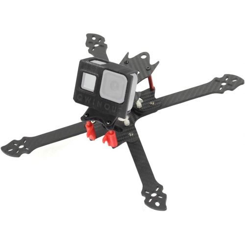  QWinOut OWL260 260mm FPV Racing Drone Frame Kit Carbon Fiber Rack with 3D Print TPU Camera Mount for gopro Hero 8 Action Camera (20 Degree,Black)