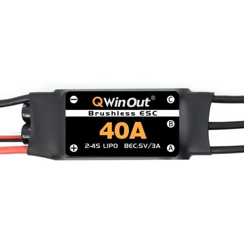  QwinOut 40A Brushless ESC 2-4S Speed Controller with 5V 3A BEC for Fixed Wing DIY RC Multi-axis Aircraft Drone Helicopter Quadcopter (6 Pcs,Long Cable)