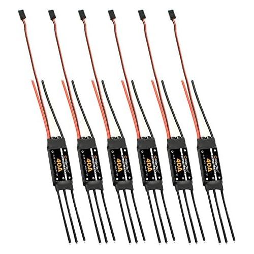  QwinOut 40A Brushless ESC 2-4S Speed Controller with 5V 3A BEC for Fixed Wing DIY RC Multi-axis Aircraft Drone Helicopter Quadcopter (6 Pcs,Long Cable)