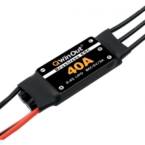  QwinOut 40A Brushless ESC 2-4S Speed Controller with 5V 3A BEC for Fixed Wing DIY RC Multi-axis Aircraft Drone Helicopter Quadcopter (6 Pcs,Long Cable)