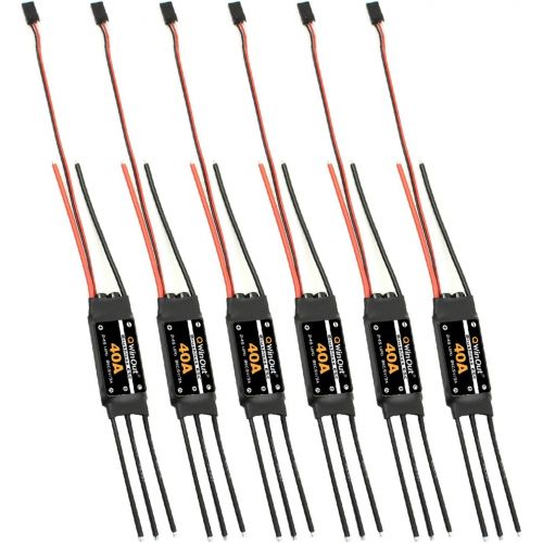  QwinOut 40A Brushless ESC 2-4S Speed Controller with 5V 3A BEC for Fixed Wing DIY RC Multi-axis Aircraft Drone Helicopter Quadcopter (6 Pcs,Long Cable)