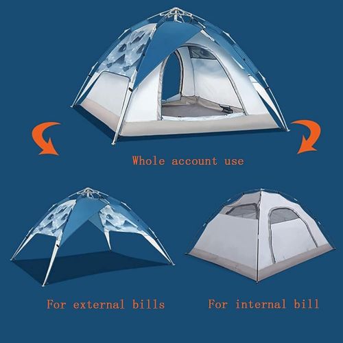  QXWJ Pop Up Beach Family Tent Sun Shelter, 3-4 Person Automatic Instant Shade Umbrella Easy Set-Up with Sun Protection,Waterproof Windproof Canopy for Outdoor Fishing Hiking Campin