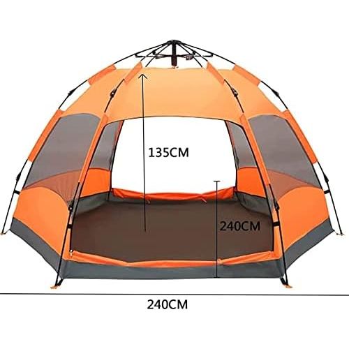  QXWJ Dome Waterproof Sun Shelter,Pop Up Beach Tent,Waterproof Windproof Portable 5-8 Person Camping Tent,with UV Protection,Suitable for Beach,Fishing,Camping,Outdoors (Color : Ora