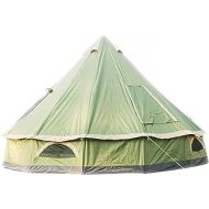 QXWJ 5-8 People 4M Pyramid Tent Round Bell Tent Canvas Yurt Tent 210D Oxford India Tent Waterproof Family Tent Portable Privacy Tent for Camping Outdoor Hunting (Color : Green)