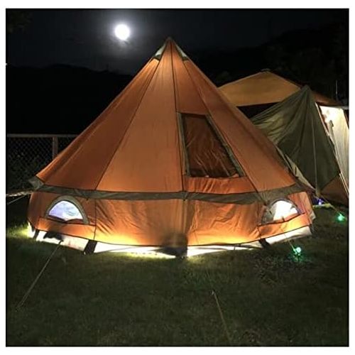  QXWJ 5-8 People 4M Pyramid Tent Round Bell Tent Canvas Yurt Tent 210D Oxford India Tent Waterproof Family Tent Portable Privacy Tent for Camping Outdoor Hunting (Color : Green)