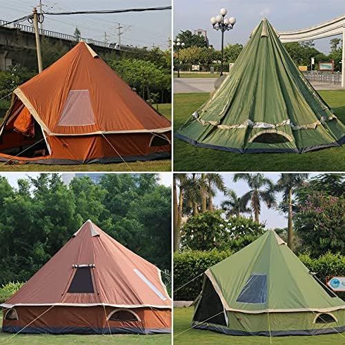  QXWJ 5-8 People 4M Pyramid Tent Round Bell Tent Canvas Yurt Tent 210D Oxford India Tent Waterproof Family Tent Portable Privacy Tent for Camping Outdoor Hunting (Color : Green)