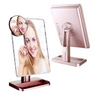 QYCOLO LED Touch Screen Makeup Mirror With Bluetooth Stereo With a 10x Magnifying Glass 20 LED Lights...