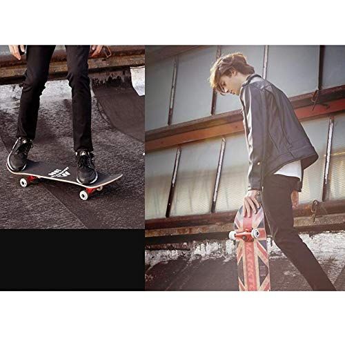  QYSZYG Kuehle Coole Skateboard-Erwachsene jugendlich Jungen und Madchenprofessioneller doppelter Rocker Vier Radstrasse Skateboard kurzes Brett Skateboard (Farbe : C)