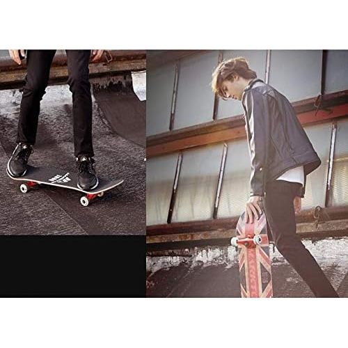  QYSZYG Vierradern Skateboard Junge Madchen Jugend professionelle doppelt gekruemmte hochelastische verschleissfesten PU-Rad-Roller Skateboard (Farbe : A)