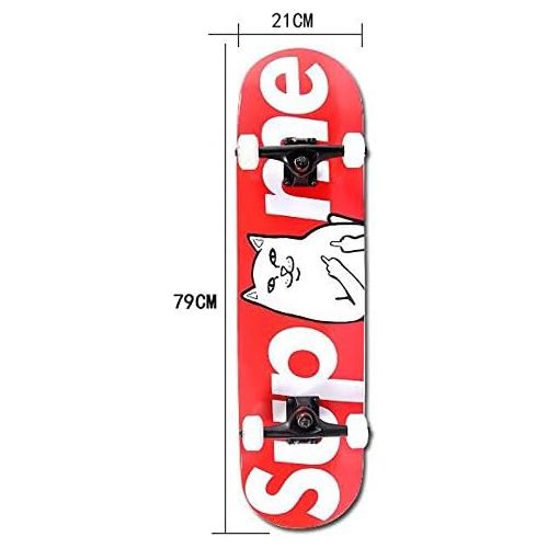  QYSZYG Skateboard mit Vier Radern, Multi-Style, optionales Double-Up-Skateboard-Einsteiger-Profi ABEC-7-Chromstahl mit gerauscharmer Lagerung Skateboard (Farbe : A)