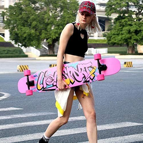  QYSZYG Longboard-Skateboardmanner und -frauengenerationsleute buersten Strassenreisestrassen-Tanzbrett-Anfangerjugend mit Vier Radern Skateboard (Farbe : A)