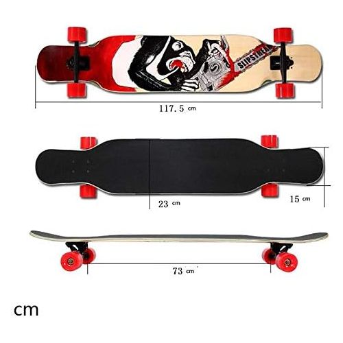  QYSZYG Long Board Dance Board Allround Board Anfanger Erwachsene 46-Zoll-Maple Deck Roller Vielfalt Skateboard (Farbe : B)