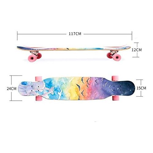  QYSZYG Tanzbrett-Buerstenstrasse der Persoenlichkeit langes Brett weibliches Skateboard-Multiprobe Probe des professionellen Brettlandstrassenjungen stattliches optionales Skateboard (