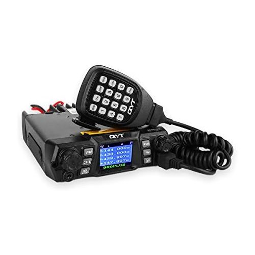  QYT KT-980 Plus VHF 136-174mhz UHF 400-480mhz 75W Dual Band Base Mobile Car Radio Hamd Walkie Talkie Transceiver Amateur, Quad-standby + Programming Cable, Colorful LCD Display