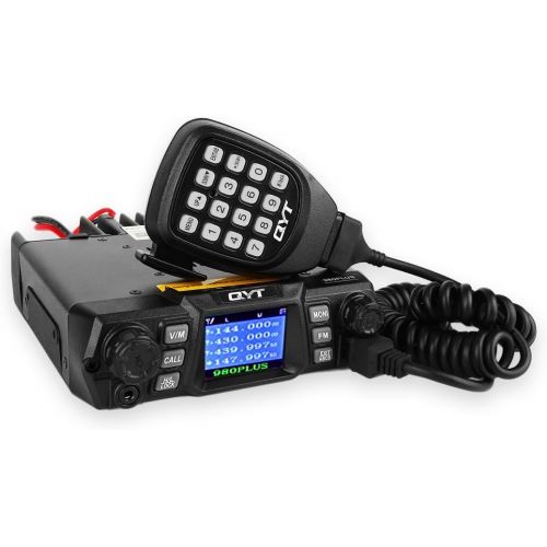  QYT KT-980 Plus VHF 136-174mhz UHF 400-480mhz 75W Dual Band Base Mobile Car Radio Hamd Walkie Talkie Transceiver Amateur, Quad-standby + Programming Cable, Colorful LCD Display