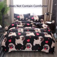 QYsong King Dog Duvet Cover Set Black (104x90 Inch), 3 Pieces Include 1 Cute Animal Microfiber Duvet Cover Zipper Closure and 2 Pillowcase, Bedding Set for Boys, Girls, Kids and Te