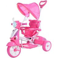 Qaba Children Ride On Moped Tricycle with a Stylish Design & Interactive Music & Lighting Functions Pink