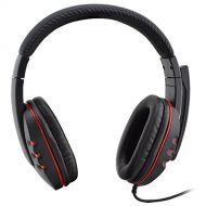 Qable Powerz(TM) Premium Luxury Leather Gaming Headset PC Headphone 3D Surround Stereo Headset with HD Microphone for Playstation 3 PS3 / PC (Black-Red)