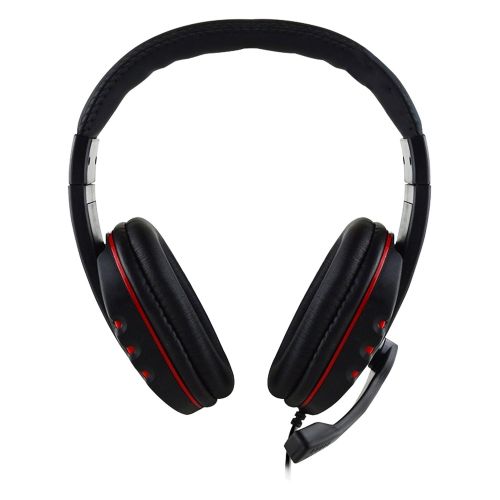  Qable Powerz(TM) Premium Luxury Leather Gaming Headset PC Headphone 3D Surround Stereo Headset with HD Microphone for Playstation 3 PS3  PC (Black-Red)