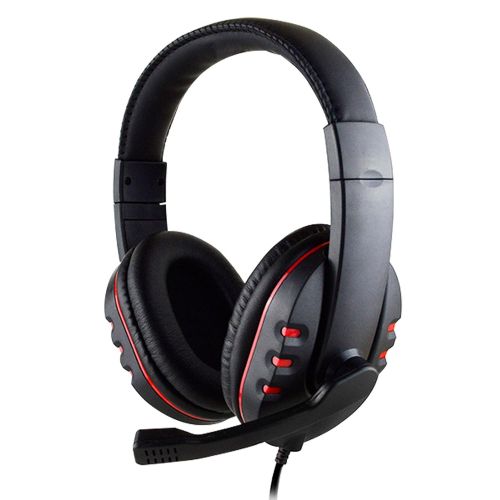  Qable Powerz(TM) Premium Luxury Leather Gaming Headset PC Headphone 3D Surround Stereo Headset with HD Microphone for Playstation 3 PS3  PC (Black-Red)
