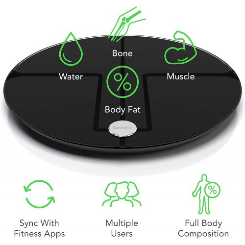  QardioBase 2 Wireless Smart Scale and Body Analyzer - Volcanic Black