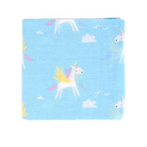  Qav Juh Bamboo Muslin Swaddle Square Blankets - 2 Pack 47x47 Horse & Whale Print Baby Receiving Blanket...