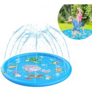 Qdreclod Sprinkler for Kids, 67 Sprinkler Pad Splash Play Mat Childrens Sprinkler Pool Summer Fun Backyard Play Outdoor Inflatable Water Toys for Children Infants Toddlers,Boys, Gi