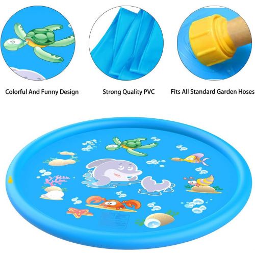  Qdreclod Sprinkler for Kids, 67 Sprinkler Pad Splash Play Mat Childrens Sprinkler Pool Summer Fun Backyard Play Outdoor Inflatable Water Toys for Children Infants Toddlers,Boys, Gi