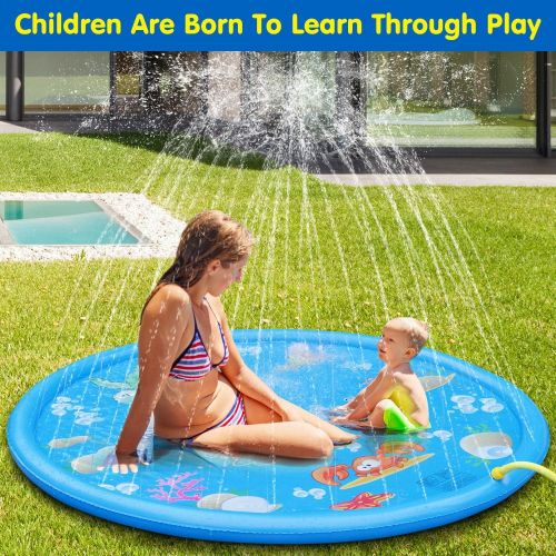  Qdreclod Sprinkler for Kids, 67 Sprinkler Pad Splash Play Mat Childrens Sprinkler Pool Summer Fun Backyard Play Outdoor Inflatable Water Toys for Children Infants Toddlers,Boys, Gi