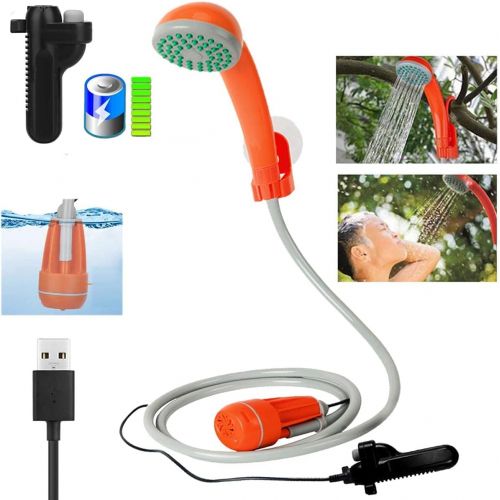  Qdreclod 3.7V Portable Camping Shower Pump Outdoor Shower USB Charging Camp Shower Electric Rechargeable Camping Shower Compact Handheld Showerhead, Shower Wat