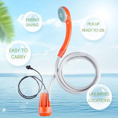  Qdreclod 3.7V Portable Camping Shower Pump Outdoor Shower USB Charging Camp Shower Electric Rechargeable Camping Shower Compact Handheld Showerhead, Shower Wat