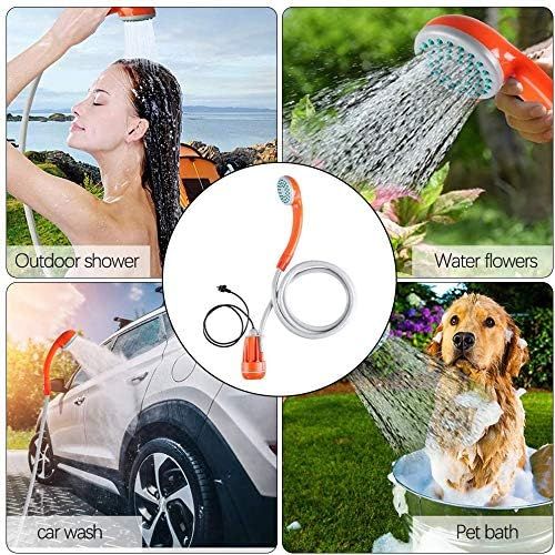  Qdreclod 3.7V Portable Camping Shower Pump Outdoor Shower USB Charging Camp Shower Electric Rechargeable Camping Shower Compact Handheld Showerhead, Shower Wat