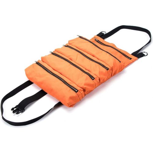 퀴 [아마존 핫딜]  [아마존핫딜]QEES Super Tool Roll(5 Pockets), Heavy Duty Travel Organizer Accessories with Strong Zipper, Wrench Roll, Canvas Tool Roll Organizer Bucket, Car Seat Back Organizer