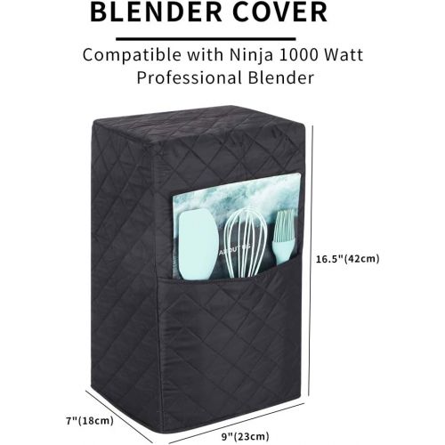 퀴 QEES Blender Dust Cover,Quilted Blender Cover Compatible with Ninja Foodi Vitamix 1000 Watt Professional Blender,Appliance Covers Blender Covers For Kitchen,Mother Gift.Black 9x7x16.5