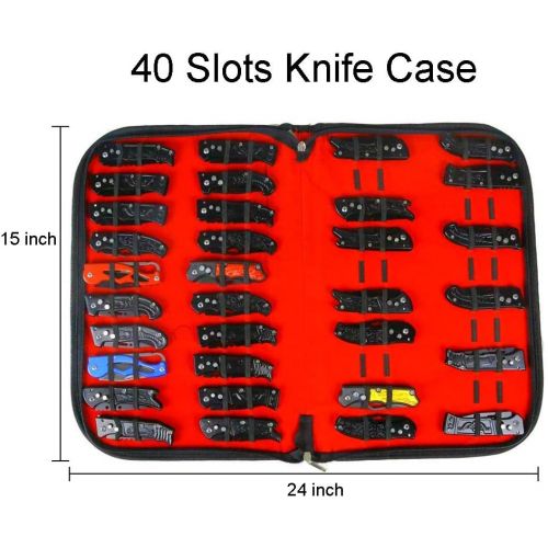 퀴 QEES Knife Case,Knife Display Case,Chef Knife Bag,40 Slots Knife Organizer Small Folding Knife Case, Pocket Case Knives For Men Collections Survival,Outdoor, Kitchen, EDC Mini Knife.But