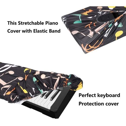 퀴 [아마존베스트]QEES Digital Piano Keyboard Cover for 61/88 Key (Not have Opening for Music Sheet Stand), Stretchable 88 Key Keyboard Dust Cover, Piano Keyboard Protective Keyboard Cover with Elastic B