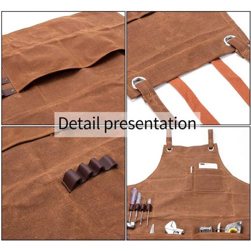 퀴 [아마존베스트]QEES Heavy Duty Woodworking Apron, Waxed Canvas Woodworking Tools Work Apron, Adjustable Carpenter Shop Apron with Multi-Pockets, Tool Apron, Adjustable M to XXXL for Men & Women