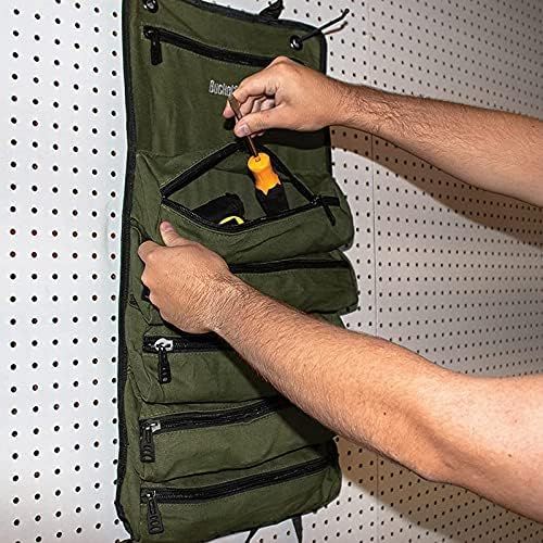 퀴 [아마존베스트]QEES Super Tool Roll Up Bag, Heavy Duty Tool Bag Wrench Organizer with 5 Zipper Pockets, Canvas Pliers Organizer for Mechanics, Tool Pouch Sling, Car Seat Back Organizer, Ideal Gift for