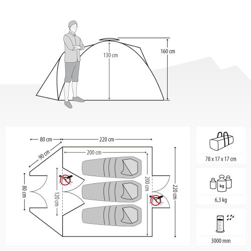  QeedoQuick Oak Tent - for 3People - Quick-Up System Puts up Tent in Seconds